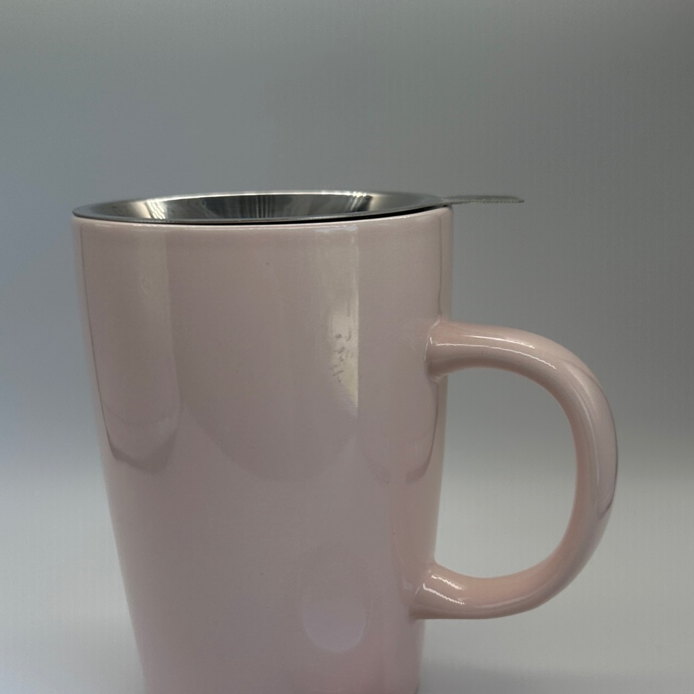 🩷 Pink Ceramic Mug Set with Stainless Steel Tea Infuser and Matching Lid (S) - Picture 11 of 15